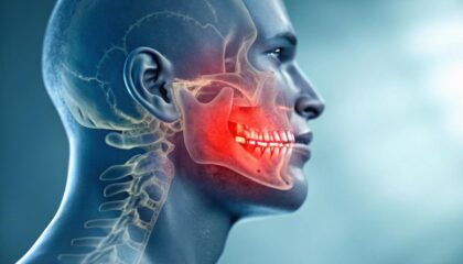 Çene eklemi (TMJ) rahatsızlıklarında görülen günlük belirtileri anlatan bilgilendirici görsel.