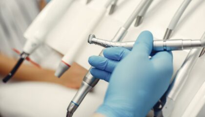 Gece saatlerinde diş ağrısı yaşayan hastanın diş hekimi muayenesini gösteren klinik ortam görseli.